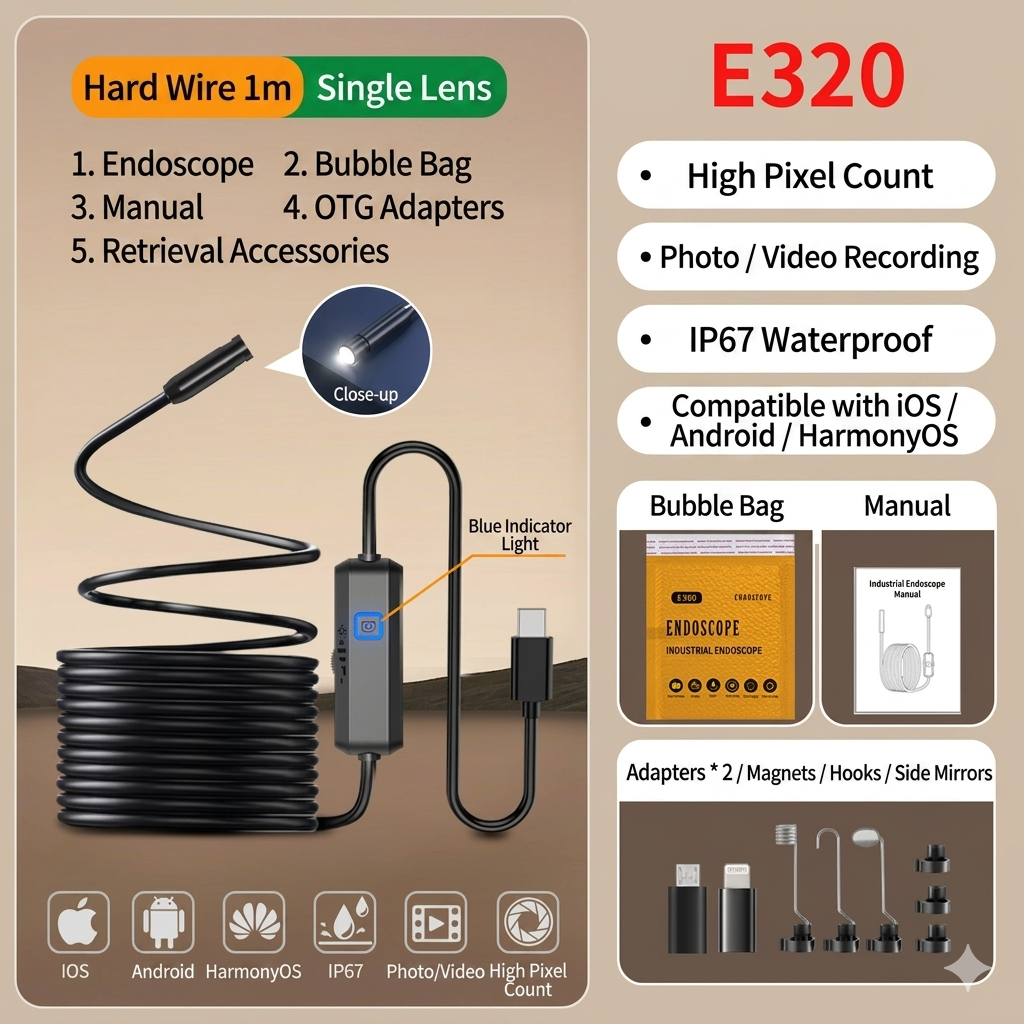 💥LIMITED-TIME 50% OFF! 🔥High-Resolution Waterproof Endoscope Camera