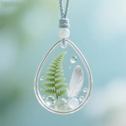 Fern & Feather Drop Charm