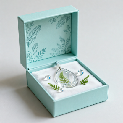 Fern & Feather Drop Charm