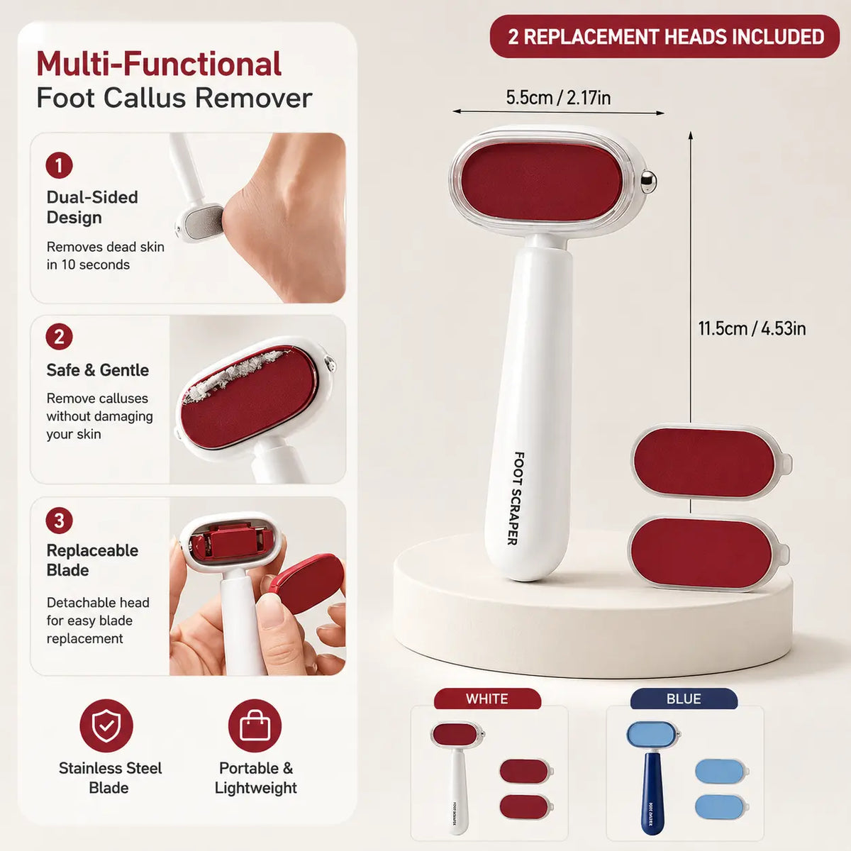 💥50% off  last day丨 GarageLine® Dual-Sided Foot Callus Remover ✨ | Professional Stainless Steel Foot Scraper