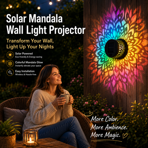 🔥Last Day 50% OFF 丨 REBYIPO® 2-in-1 Solar Mandala Projection Light-Colorful Projection · Outdoor Mosquito-Repelling Aid