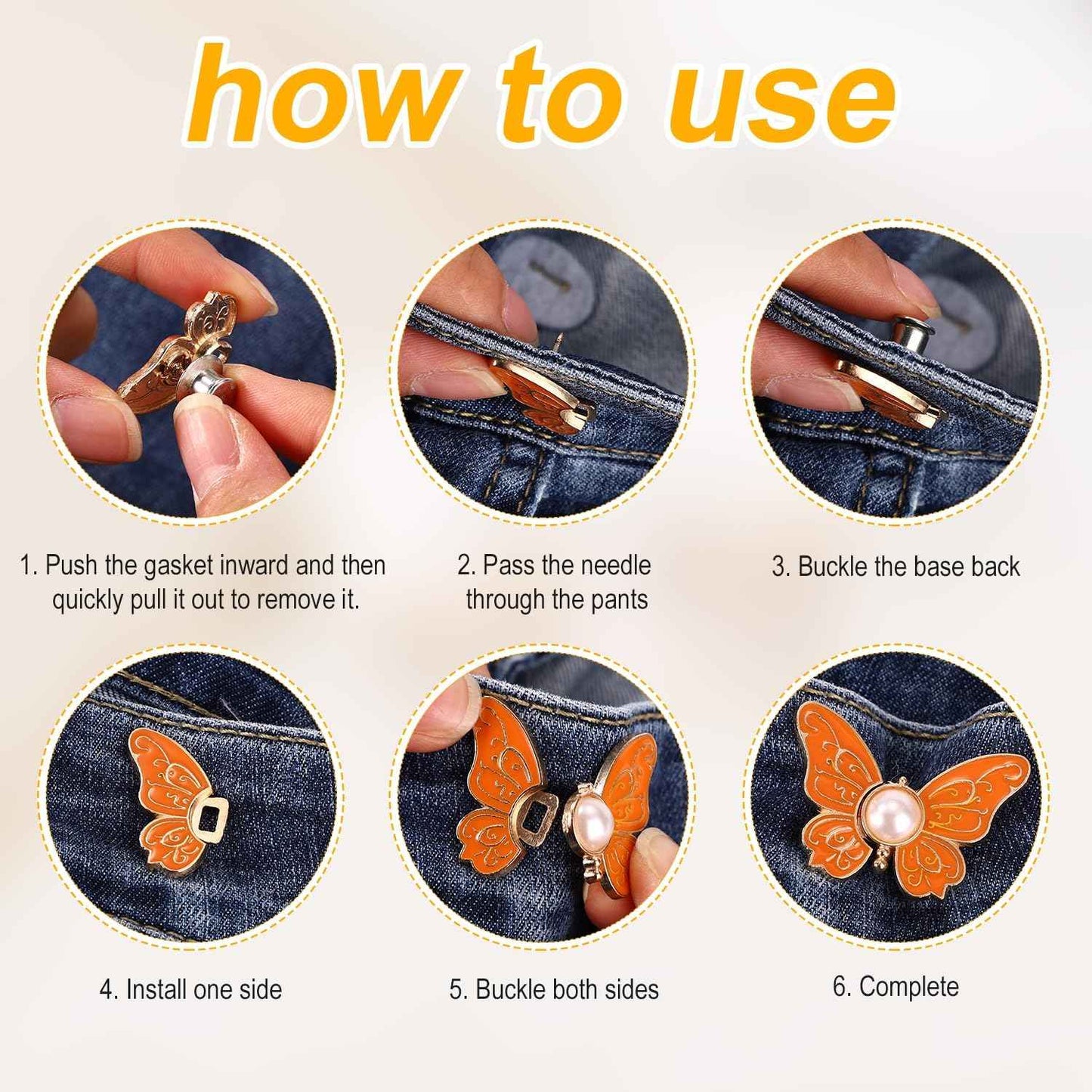 Last Day 50% OFF🔥SVOZK® 8PCS Butterfly Waist Tighteners 🦋 Perfect Fit in Seconds — No Sewing Needed