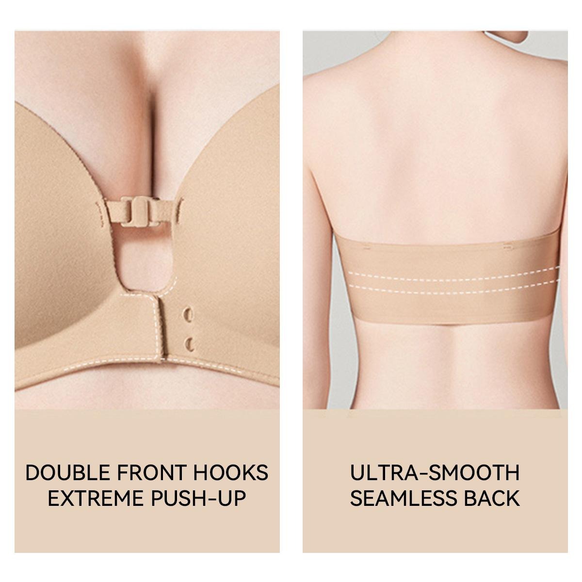 🌺 BQODQO® Invisible Lift Strapless Bra – Front-Closure Push-Up Support with Anti-Slip Grip