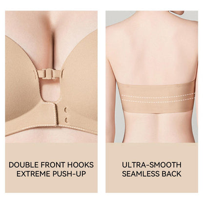 🌺 BQODQO® Invisible Lift Strapless Bra – Front-Closure Push-Up Support with Anti-Slip Grip