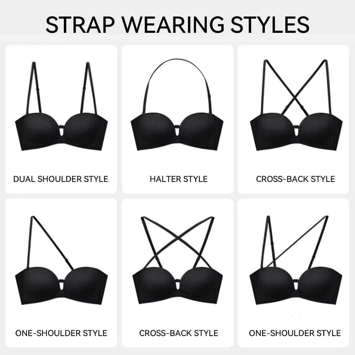 🌺 BQODQO® Invisible Lift Strapless Bra – Front-Closure Push-Up Support with Anti-Slip Grip