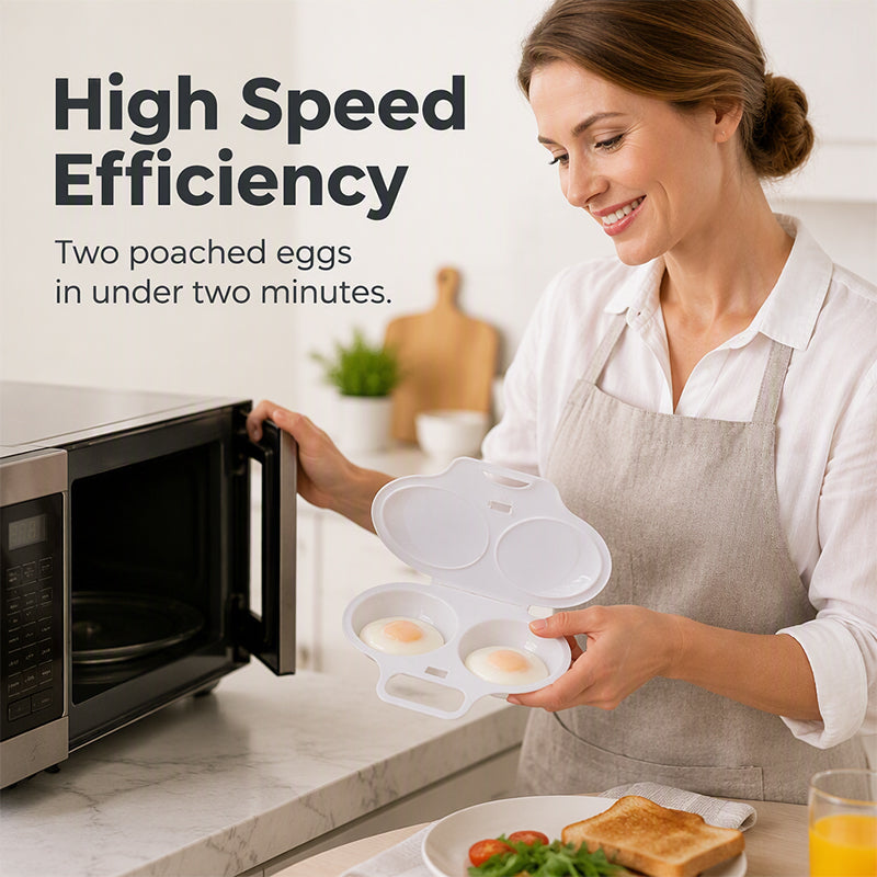 🍳 BUY 2 GET 2 FREE! ✨ Dual Cavity Microwave Egg Poacher – Quick Oil-Free Cooking, Food-Grade PP & Versatile Kitchen Essential 💫