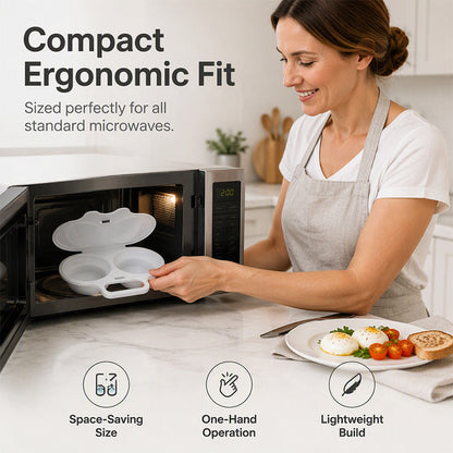 🍳 BUY 2 GET 2 FREE! ✨ Dual Cavity Microwave Egg Poacher – Quick Oil-Free Cooking, Food-Grade PP & Versatile Kitchen Essential 💫