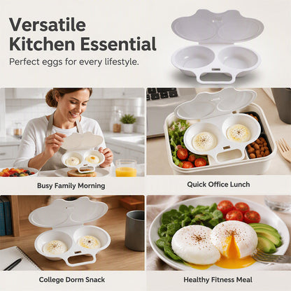 🍳 BUY 2 GET 2 FREE! ✨ Dual Cavity Microwave Egg Poacher – Quick Oil-Free Cooking, Food-Grade PP & Versatile Kitchen Essential 💫