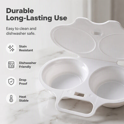 🍳 BUY 2 GET 2 FREE! ✨ Dual Cavity Microwave Egg Poacher – Quick Oil-Free Cooking, Food-Grade PP & Versatile Kitchen Essential 💫