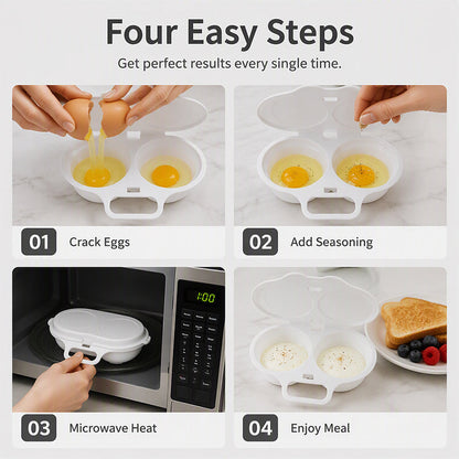 🍳 BUY 2 GET 2 FREE! ✨ Dual Cavity Microwave Egg Poacher – Quick Oil-Free Cooking, Food-Grade PP & Versatile Kitchen Essential 💫